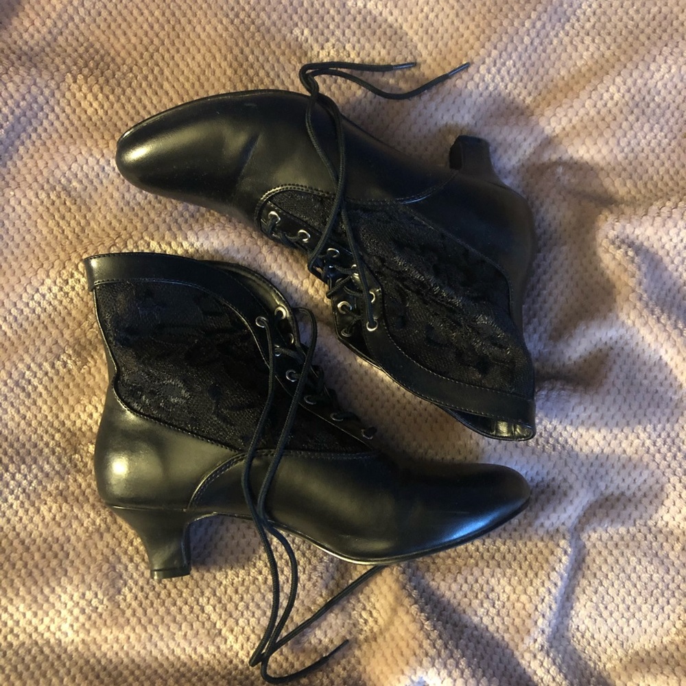 Black lace booties